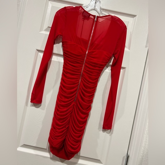 BARDOT crimson red ruched dress - Picture 2 of 4